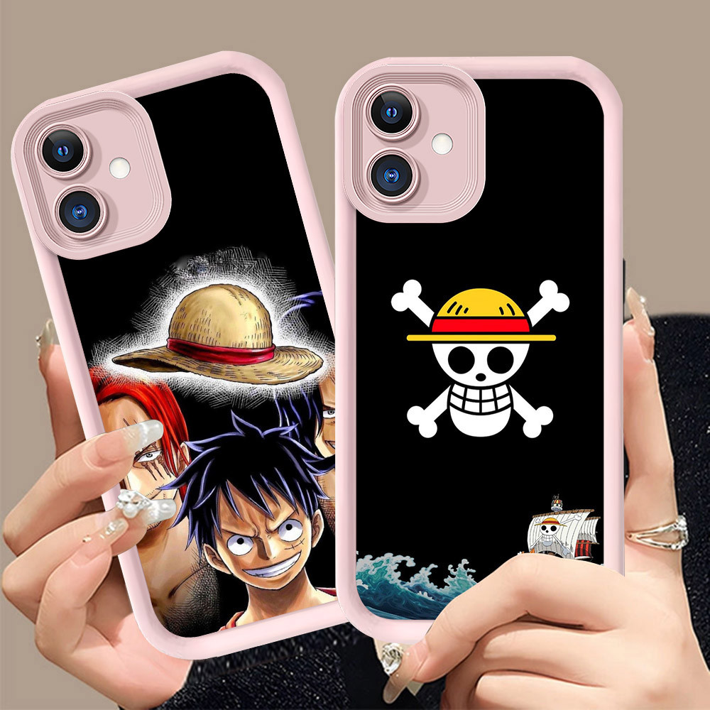 Q-21 One_PieceS ขาวดำเคสโทรศัพท์หรับ Samsung A05 A07 A06 A04E A04 A03 5G ปกสีชมพู