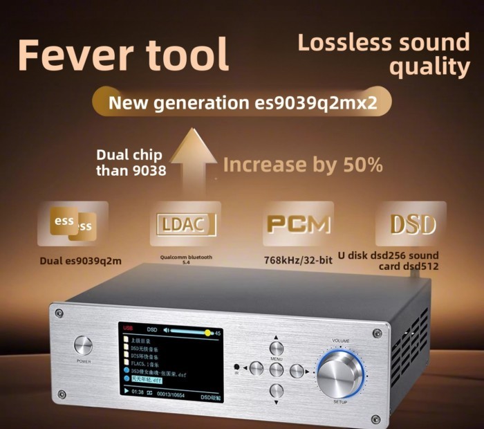 DSD Lossless HiFi Bluetooth 5.4 Music Master Player, U Disk & Hard Disk Digital Turntable, DTS Deco