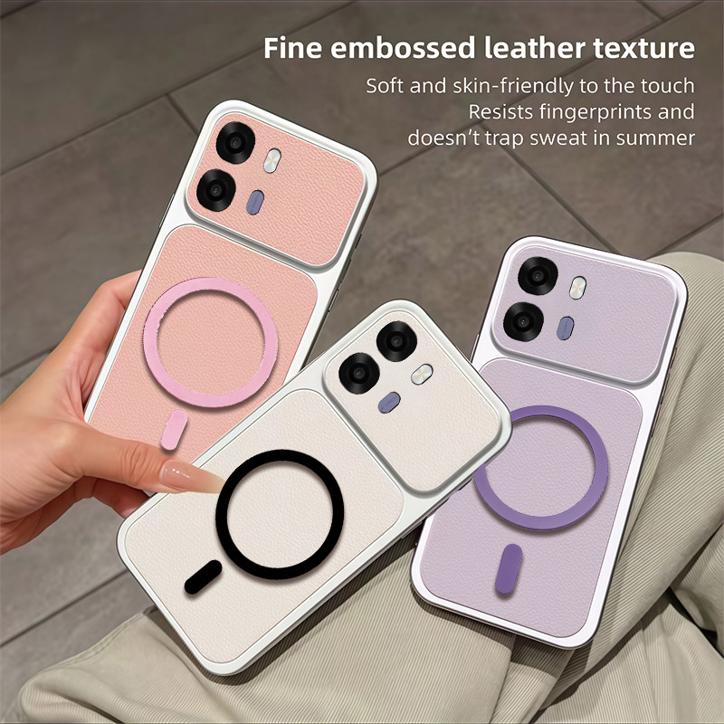 สําหรับ OPPO A6X A6C A5X 4G 5G เคสโทรศัพท์ออกแบบใหม่สีขดลวดแม่เหล็กเลนส์ขนาดใหญ่หน้าต่างกันกระแทกปลอก CSCX01