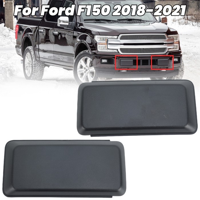 Front Bumper Hole Cover Beze Lid Cap For Ford F150 2018-2021 JL3Z17E811AB ABS Black Protection Trim