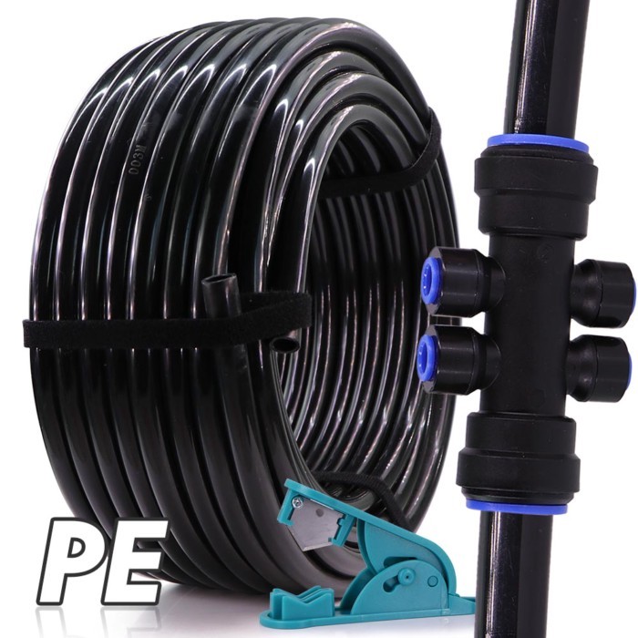 1/2" OD-15mm PE Hose Garden Irrigation Auto Watering Pressure-Proof Black Main Hose Lawn Orchard Ag