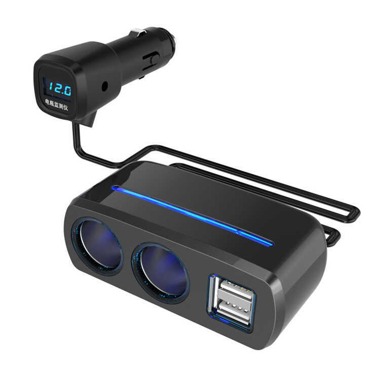 ที่จุดบุหรี่หนึ่งสําหรับสองอะแดปเตอร์มัลติฟังก์ชั่นปลั๊กอเนกประสงค์ USB Car One สําหรับเครื่องชาร์จใ