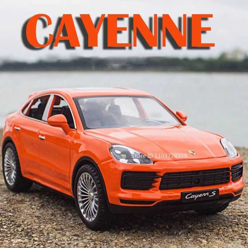 C 1:24 Cayenne 11 Turbos Model Car Mini Toys Metal Diecast Pull Back Sound Light Door Opened Orname
