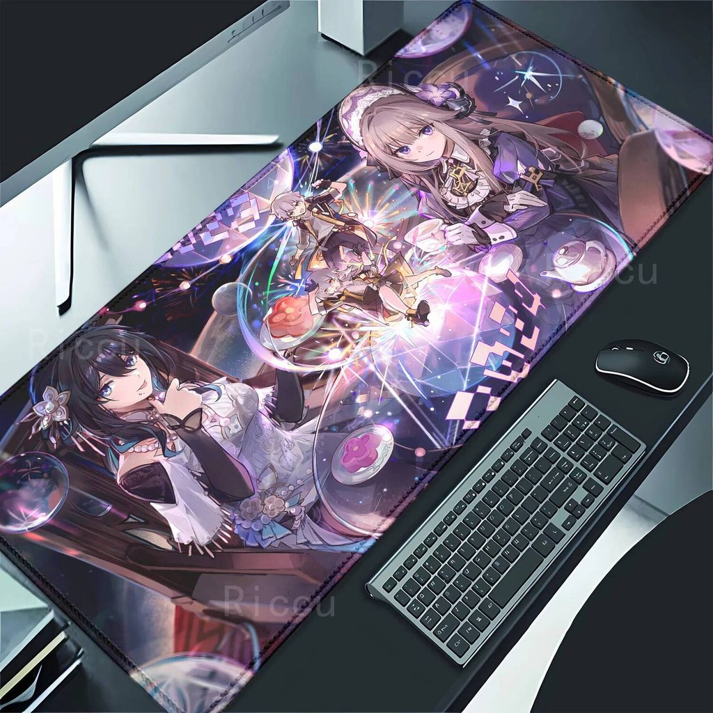 Herta Honkai Star Rail แผ่นรองเมาส์ teclado แผ่นรองเมาส์สําหรับเล่นเกมขนาดใหญ่อุปกรณ์เสริมโต๊ะสํานัก