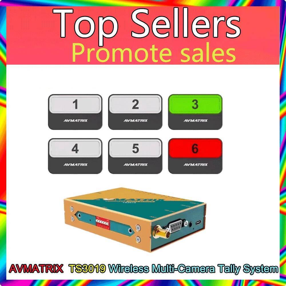 AVMATRIX TS3019 ไร้สายกล้องTallyระบบPTZรีโมทคอนโทรล 433Mhz 200m Distancefor Video Switcher Vmix Tall