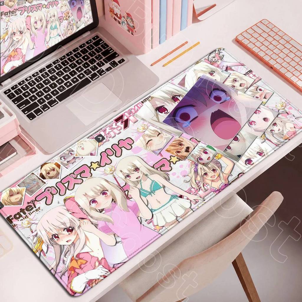 Fate Kaleid Liner Prisma Illya Anime Gaming Mouse Pad ขนาดใหญ่ HD พิมพ์แล็ปท็อปยางแป้นพิมพ์ 900x400 มม.สํานักงานขยายพรม