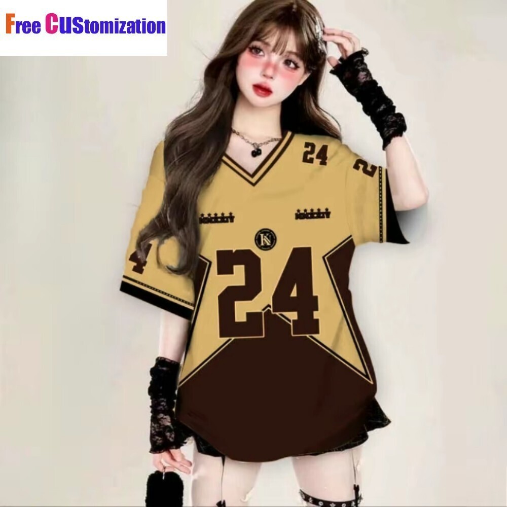 V คอ Jersey Womenwear , ปรับแต่งฟรีด้วยชื่อและหมายเลข, เสื้อเจอร์ซีย์, มีสไตล์, เสื้อซับลิมated เต็ม