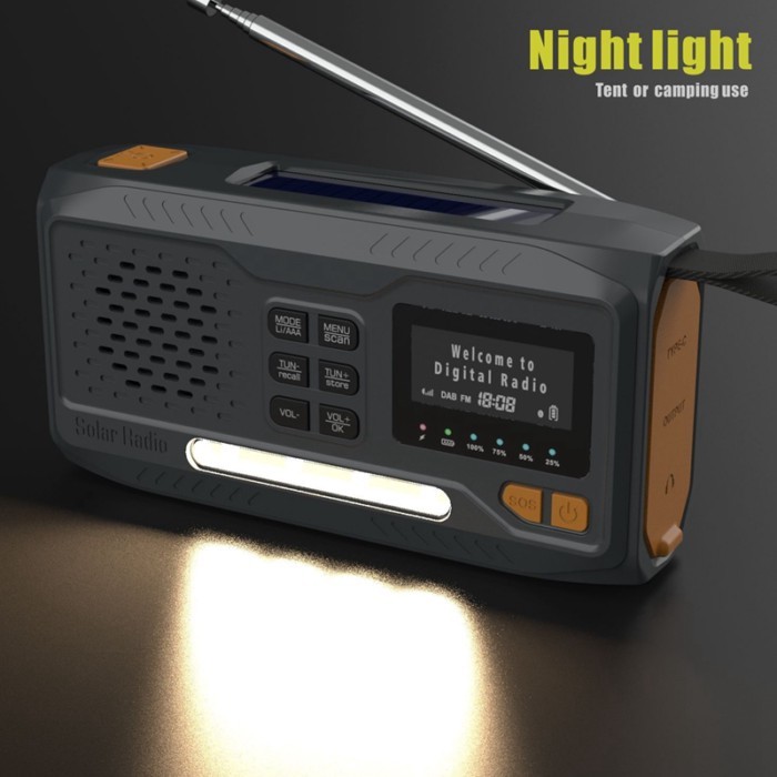 NEW Portable Solar Radio Receiver Emergency Radio Bluetooth  DAB/FM Bluetooth With LED Flashlight/S