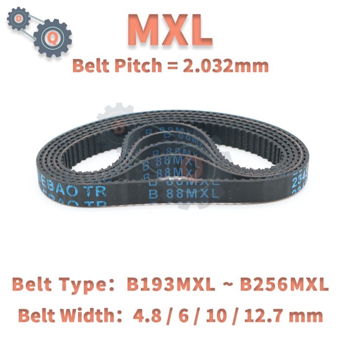 B193MXL to B256MXL MXL Timing Belt Tooth Pitch 2.032mm MXL Rubber Belt Width 4.8 6 10 12.7mm For CN
