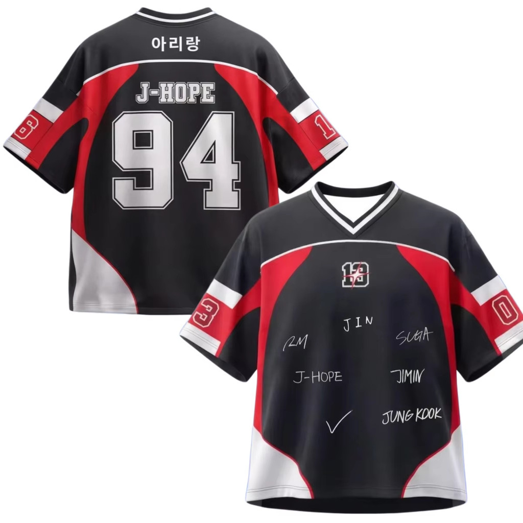 2026 Arirang World Tour Jin 92 ฟุตบอลสนับสนุน 3d Jersey เสื้อยืด Breathable Top ผู้ชายผู้หญิง Y2k V 