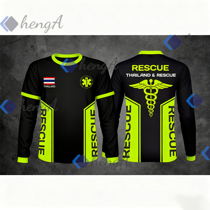 เสื้อแขนยาวกู้ภัยสีดำ-เหลือง ดีไซน์ตัดกันชัด เนื้อโพลีทนทาน ใส่ออกปฏิบัติการฉุกเฉิน