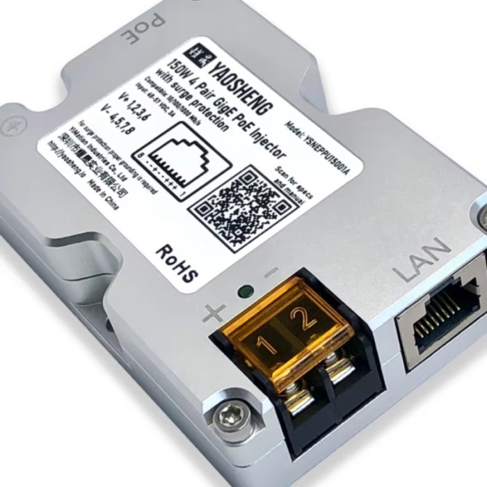 YAOSHENG 150W PoE Injector for Residential Starlink Dishy (Starlink 12V, 24V conversion). 48-57V /