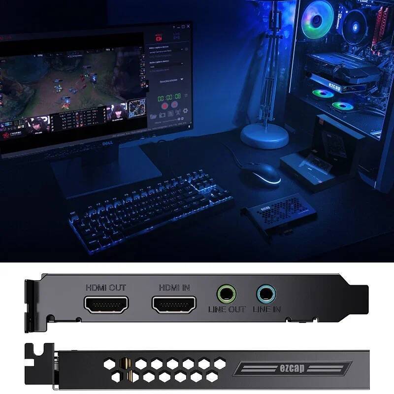 Ezcap 4K 60fps HDR 1080p 240fps PC Live Streaming Box HDMI Loop, 4K 30 Pcle Video Capture Card Video