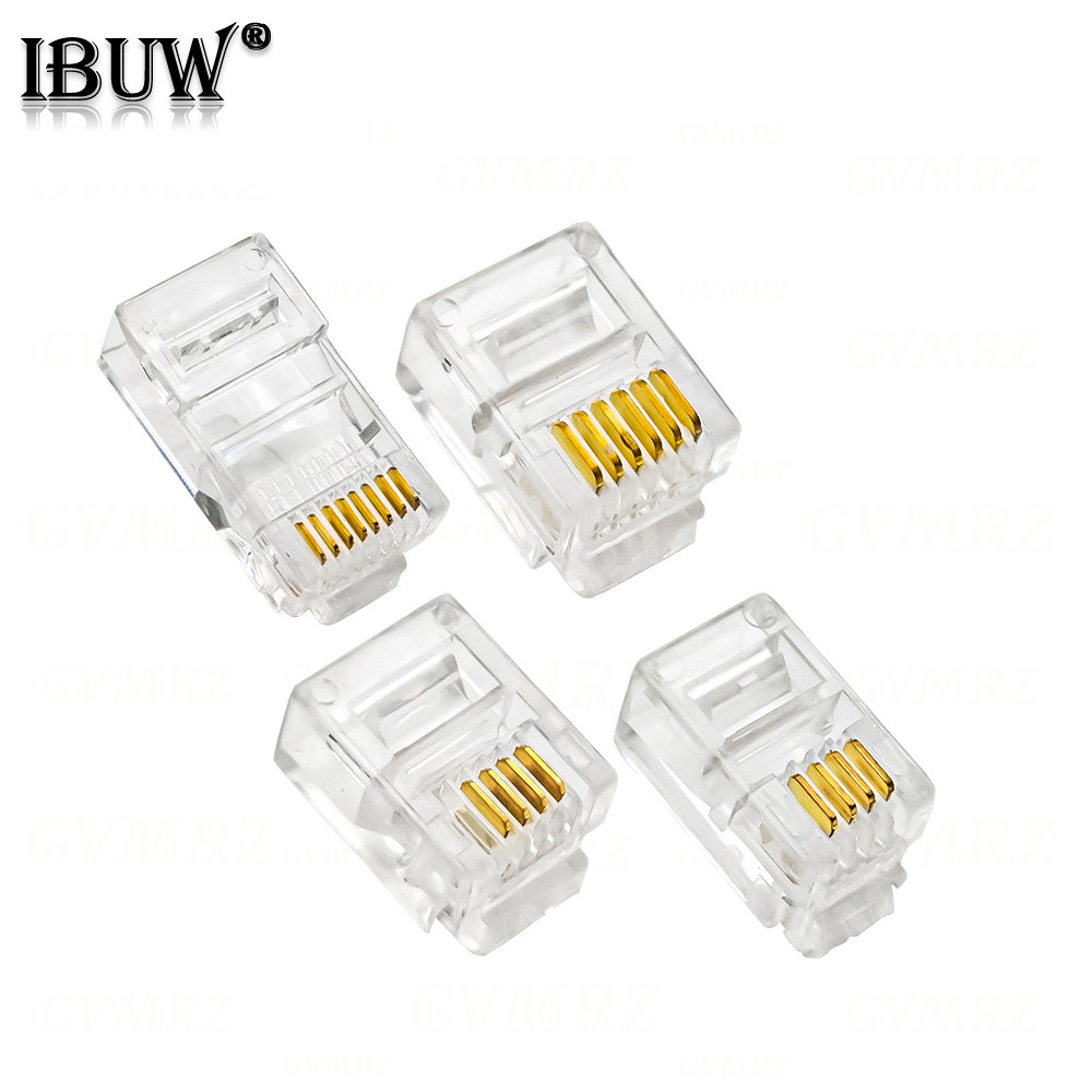 4Pin 6Pin 8Pin สายเคเบิลตัวเชื่อมต่อปลั๊กโทรศัพท์เชื่อมต่ออินเทอร์เน็ต RJ9 4P4C RJ11 6P4C 6P6C RJ45 