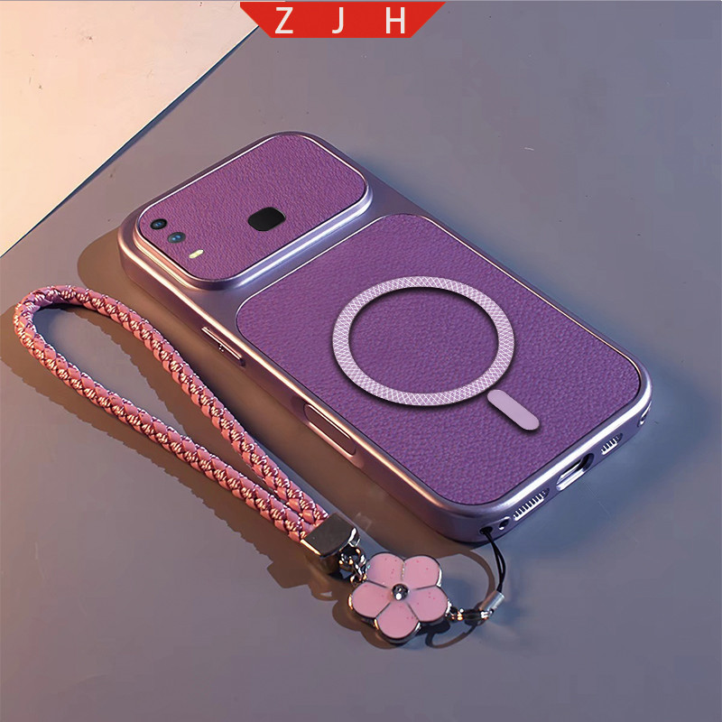เหมาะสําหรับ Vivo Y11 Y12 Y15 Y17 เคสโทรศัพท์ออกแบบใหม่พร้อมตารางสีวงกลมและกันกระแทกกรอบใหญ่กรณี Lanyard CSCX06