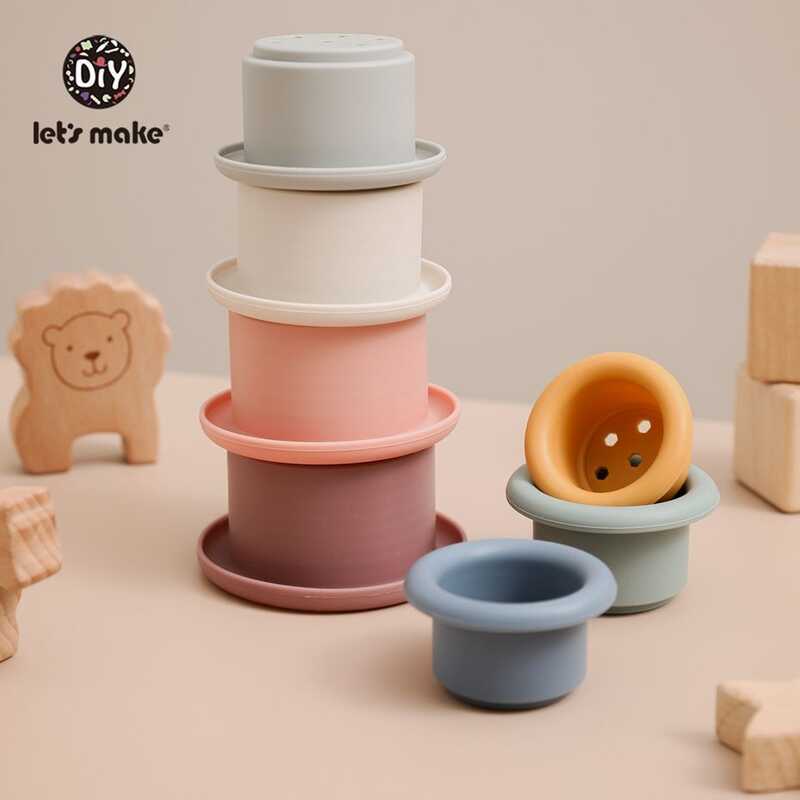 & Let's Make Stacking Cups Safe Silicone Early Eduion Toys