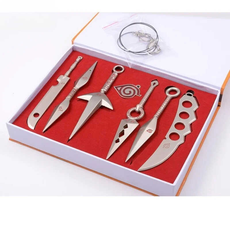 Cartoon Anime Peripheral Sasuke Kakashi Kunai Shuriken Cosplay Fans Collection Birthday Gifts Toys