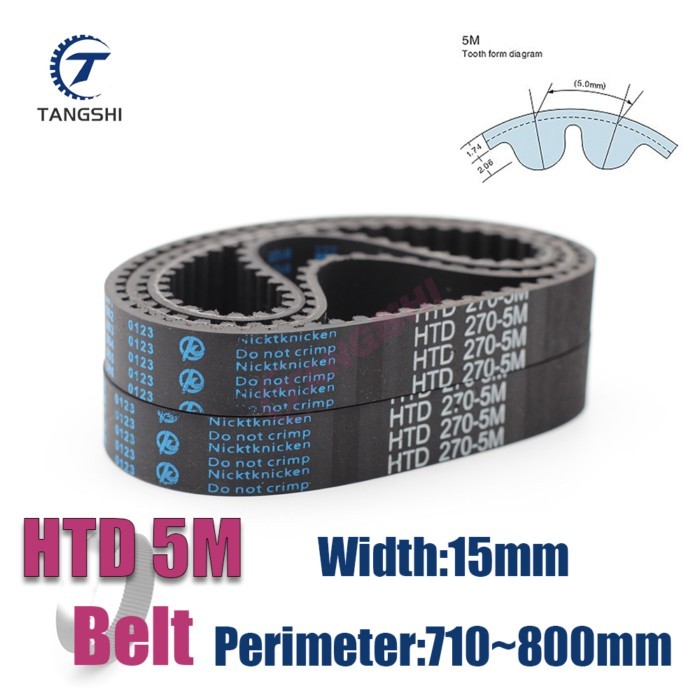 HTD 5M Rubber Closed Loop Timing Belt Width 15mm Length 5M-710 715 720 725 730 735 740 745 750 755