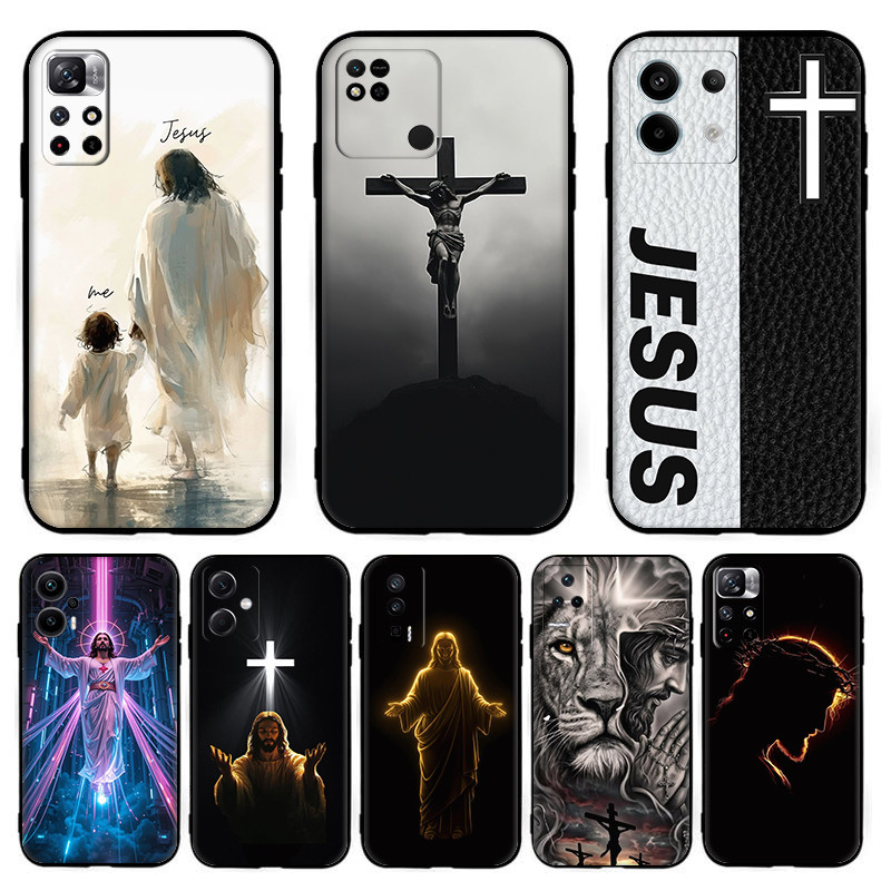 สําหรับRedmi K20 K40 K60 K70 Pro K50 Gaming A3 A3Xพระเยซูสิงโตข้าม 9Y5 แฟชั่นสีดําTPUซิลิโคนอ่อนนุ่ม