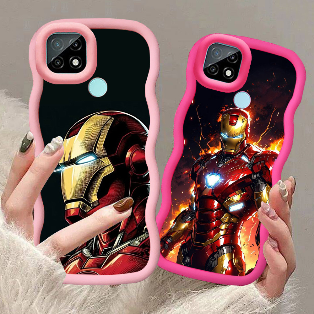 MERAH A-17 Iron Man Casing สําหรับ Xiaomi Redmi 12C 10C 9C สีดําสีแดงสีชมพู Case