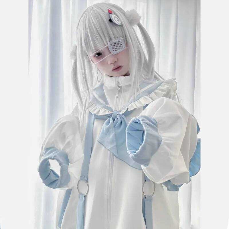 ▥ ญี่ปุ่นhoodiesเสื้อกะลาสีคอยาวแขนยาวน่ารักy2k Topsเสื้อผ้าผู้หญิงropa Mujer Casualแฟชั่นzippe