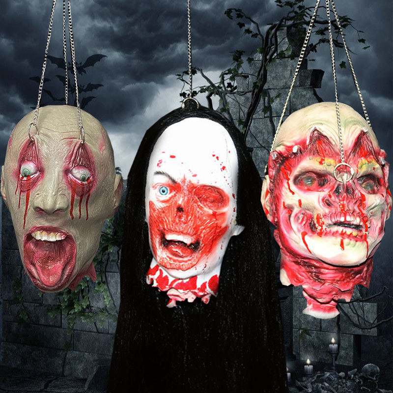 จําลองสยองขวัญฮาโลวีน Zombie Skull Head Props Setup Party สําหรับ