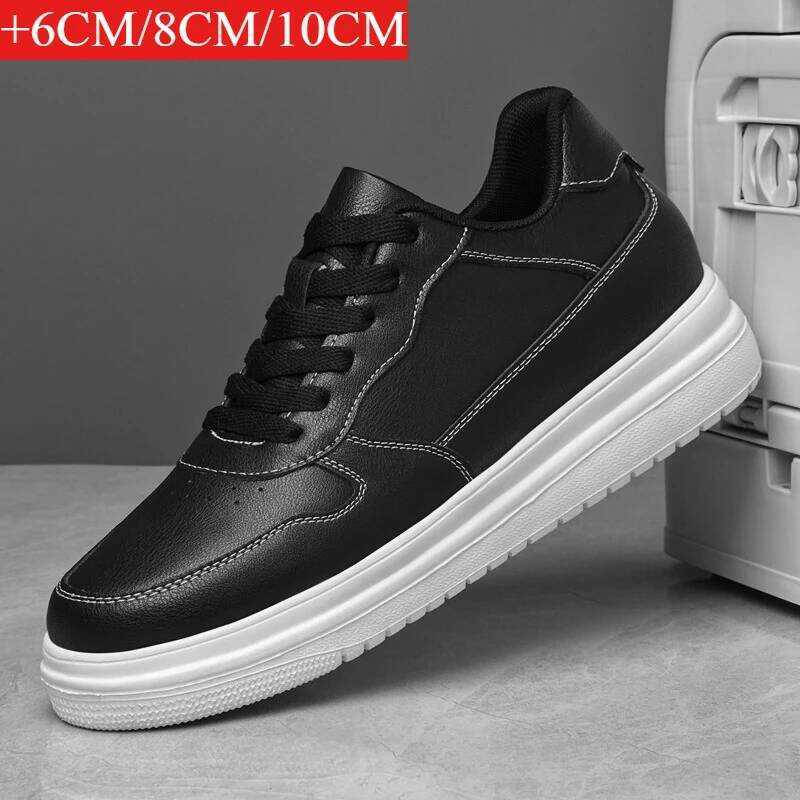 C New Invisible Height-Increasing Shoes For Men, 6Cm-8Cm-10Cm Sports Shoes,White Leather Sports Sho