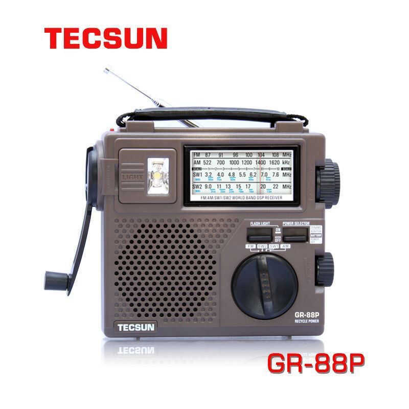Tecsun/Tecsun เครื่องกําเนิดไฟฟ้าแบบใช้มือแบบพกพา FM/คลื่นปานกลาง/วิทยุคลื่นสั้นวิทยุฉุกเฉิน