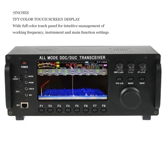 RS998 100W Mobile Radio All Band Mode HF VHF UHF SDR Transceiver with 7" Touch Screen CW Decode Ant