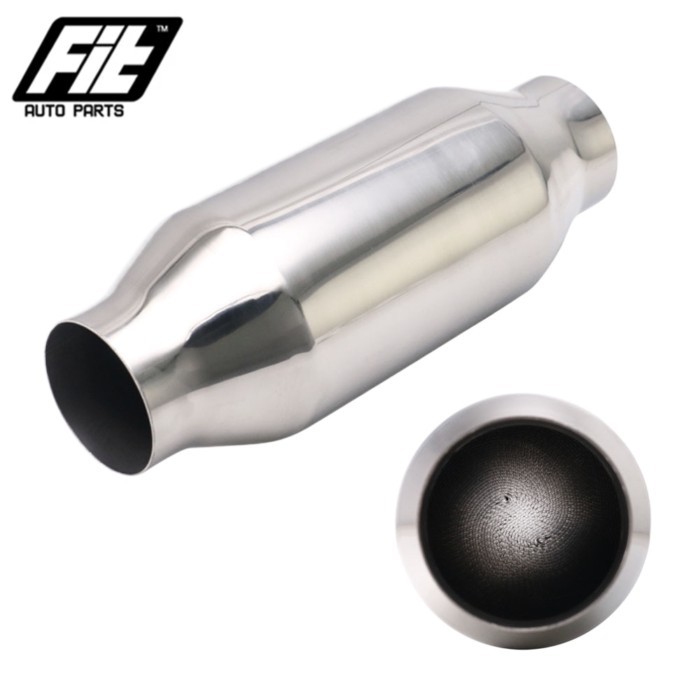 High-Flow Catalytic Converter - 200 Cell/cpsi Metallic Substrate - 2.25"/3" In/Out - Euro 3/Euro 5