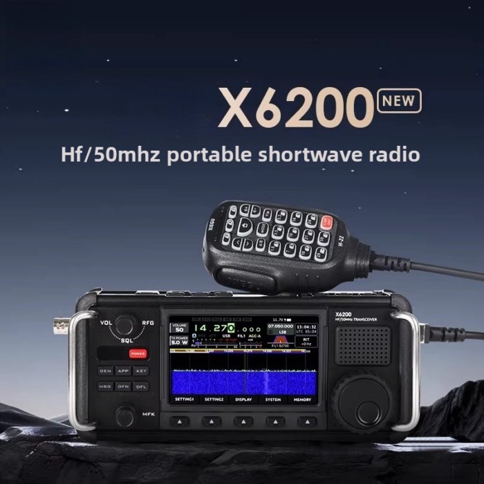 X6200 SDR Portable HF/50MHz Shortwave Radio  All Mode 8W with Built-in ATU for Amateur Radio Operat