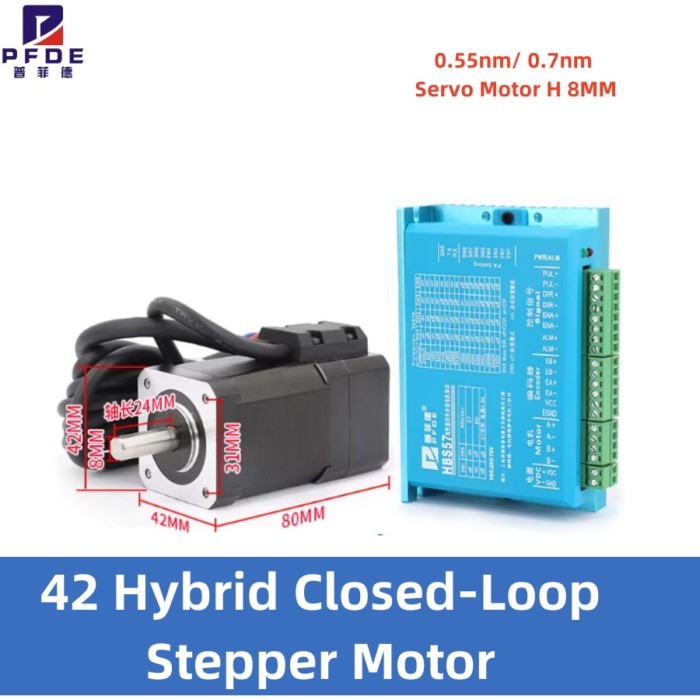 Hybrid Closed-Loop Stepper Motor 0.55nm 0.7nm Servo Motor H 8MM  HBS57/ HB808C  Driver 2-Phase Nema
