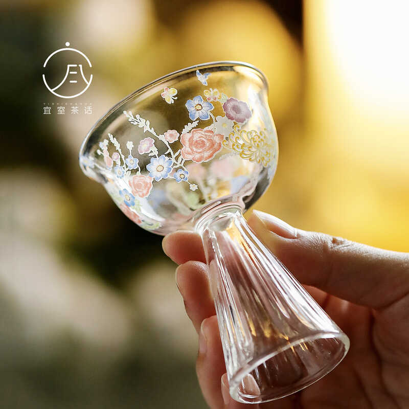 Fanhua Sijin แก้ว Goblet ถ้วยชาโปร่งใสทนความร้อนถ้วยชา Goblet Creative Master ถ้วย