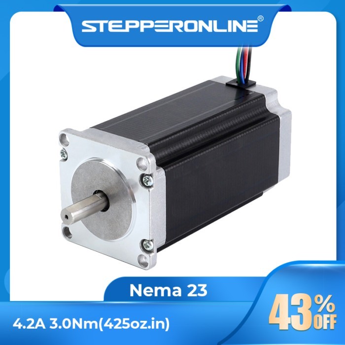 STEPPERONLINE Nema 23 Stepper Motor 3Nm 4.2A Stepping Motor 8mm Diameter 4 Wires for 3D Printer CNC