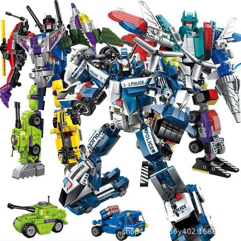 & Combination Transformable Robot Police Mecha LEGO Brick Model