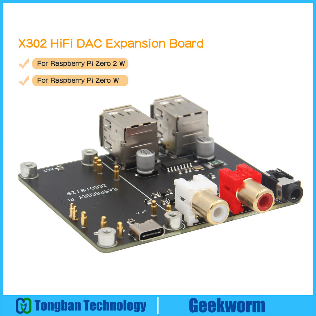 Geekworm Raspberry Pi X302 HiFi DAC HAT การ์ดเสียง & USB HUB สําหรับ Raspberry Pi Zero 2 W / Zero W 