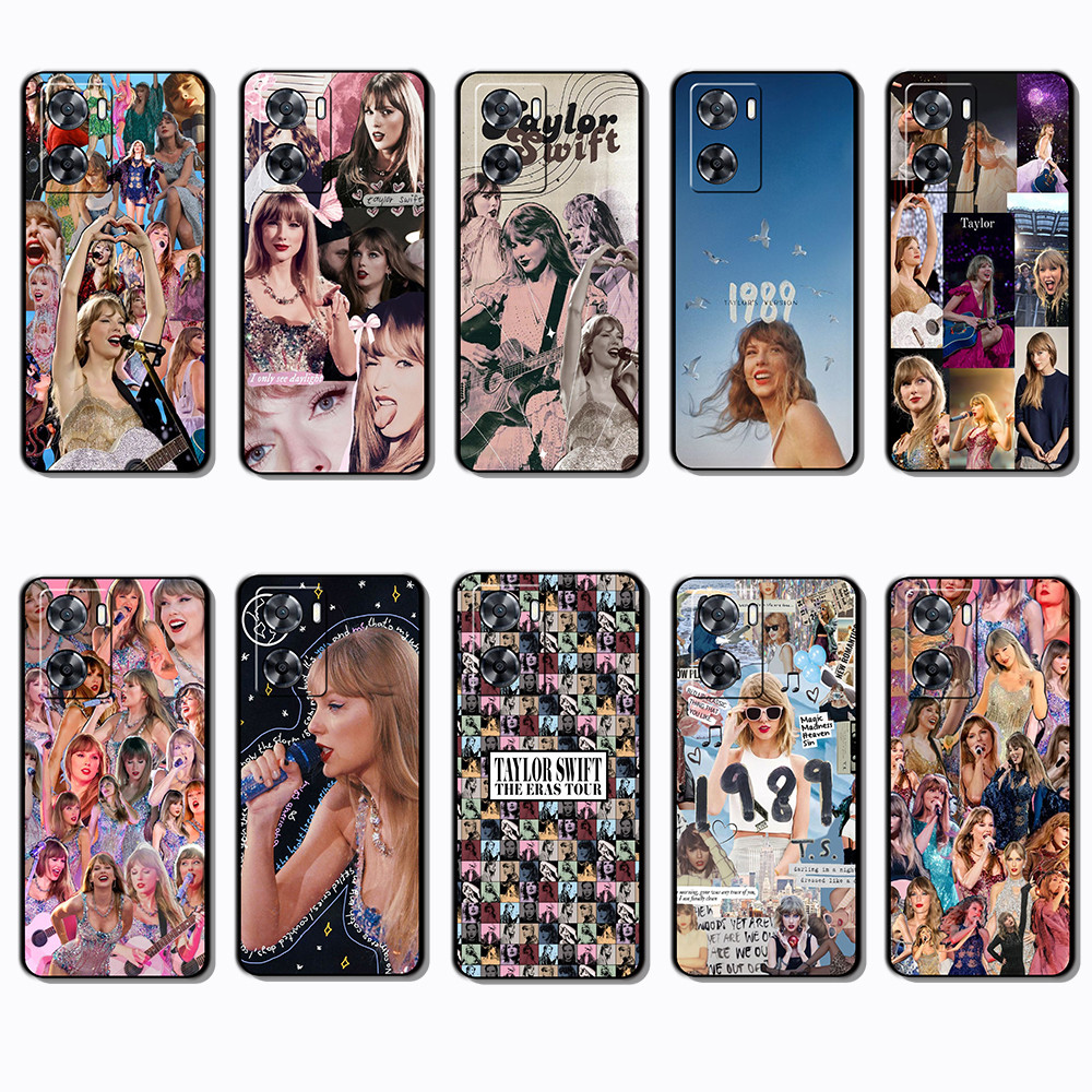 เคสโทรศัพท์สีดําแบบนุ่มสําหรับ OPPO A57 A77 A57E 4G A77 5G Taylor Swift caseg