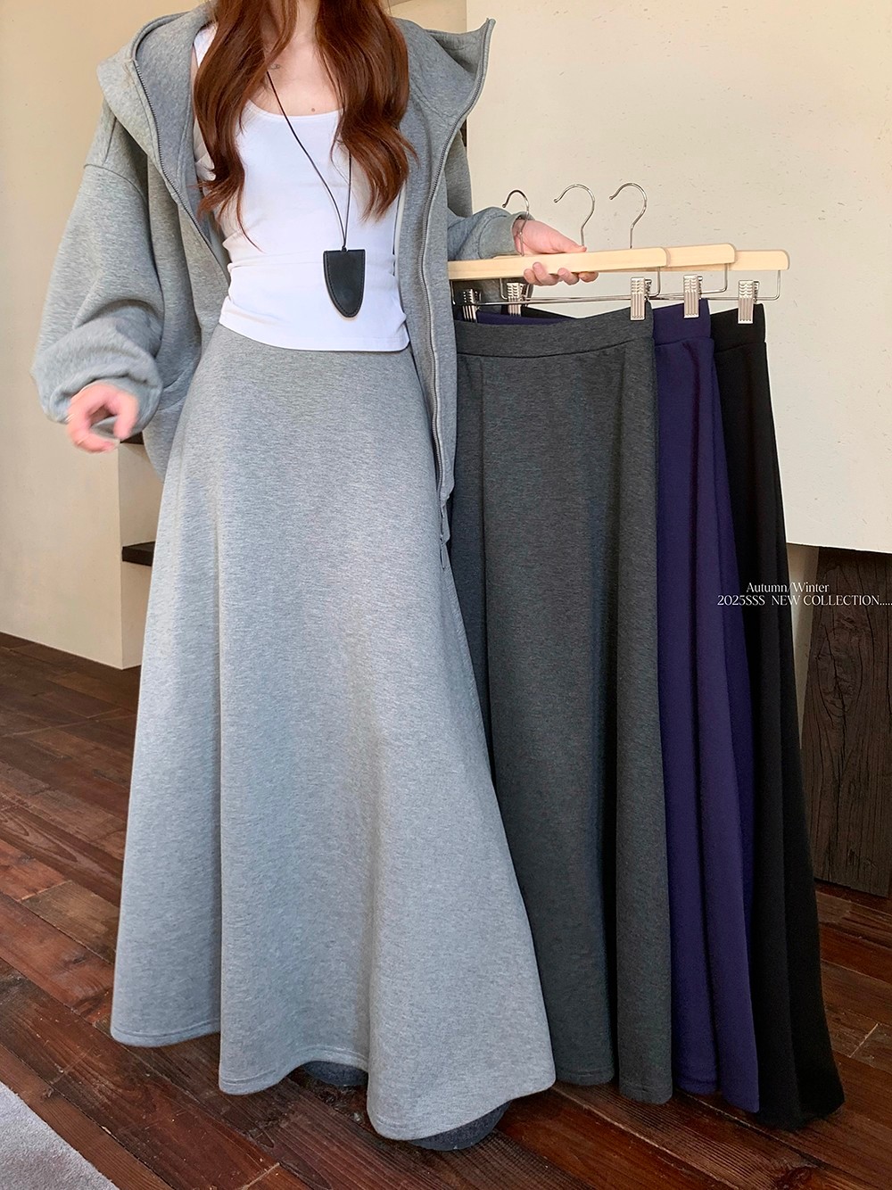 เอวสูง Casual All-Match Slimmer ดูกระโปรง A-Line 103769