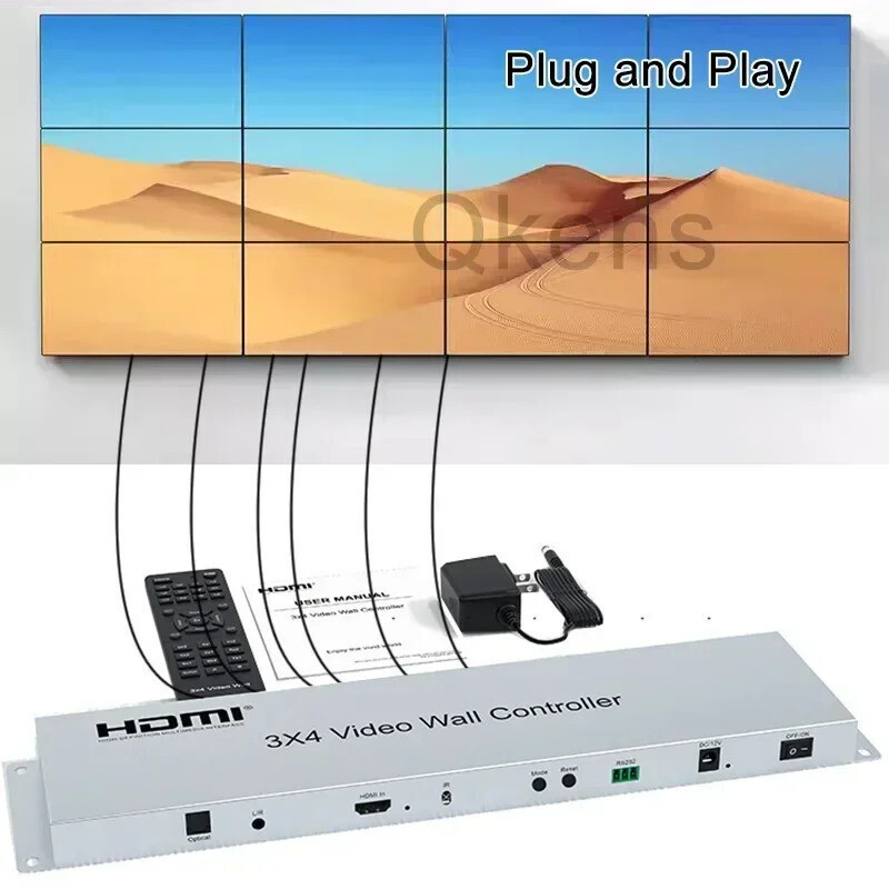 3x4 HDMI Video Wall Controller 2x2 2x3 2x4 3x3 3x4 2x5 2x6 1x3 1x4 1x5 3 4 6 8 9 12 TV Wall Screen S
