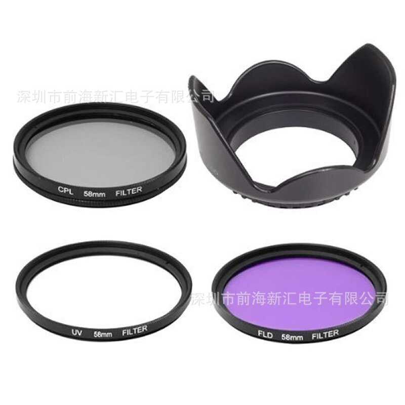 SLR Camera Filter 49-82mm kit Filter kit 5IN1 UV+CPL+FLD+Storage Bag+Petal Cover