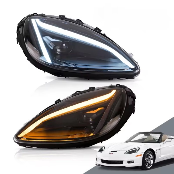 for Chevrolet Corvette C6 2005-2013 Chevrolet Corvette Headlights Upgrade LED Front Lamp Dynamic Da