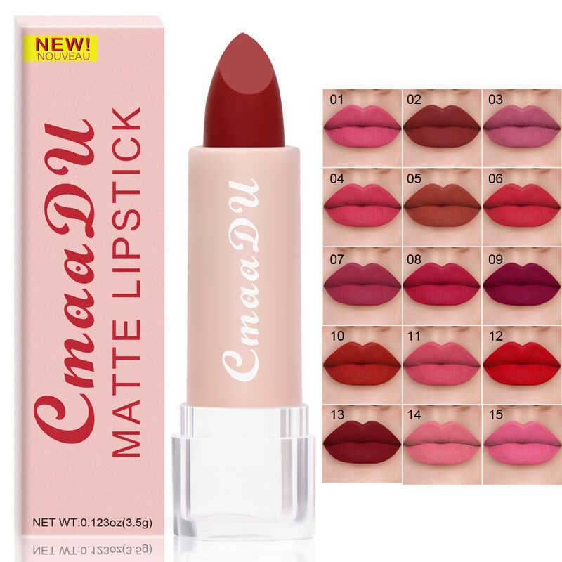 การค้าต่างประเทศแต่งหน้า CmaaDu 15 สีลิปสติกลิปกลอส Matte Moisturizing สีถือไม่ง่ายที่จะถอดไม่ง่ายที
