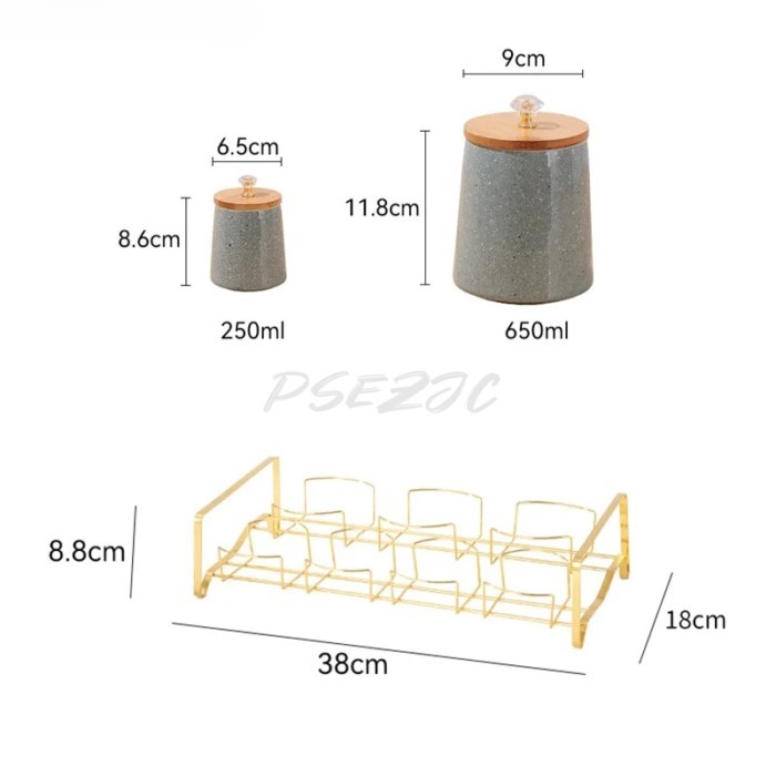 Food Container Storage Jar Whole Grain Storage Jar Crystal Handle Wooden Lid Ceramic Sealed Jar Kit