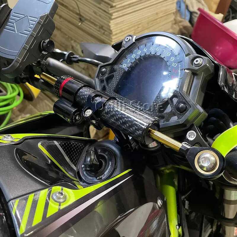คาร์บอนไฟเบอร์ STEERING Damper Stabilizer รถจักรยานยนต์สําหรับ KAWASAKI Z900 Z 900 Dampers Mount Br