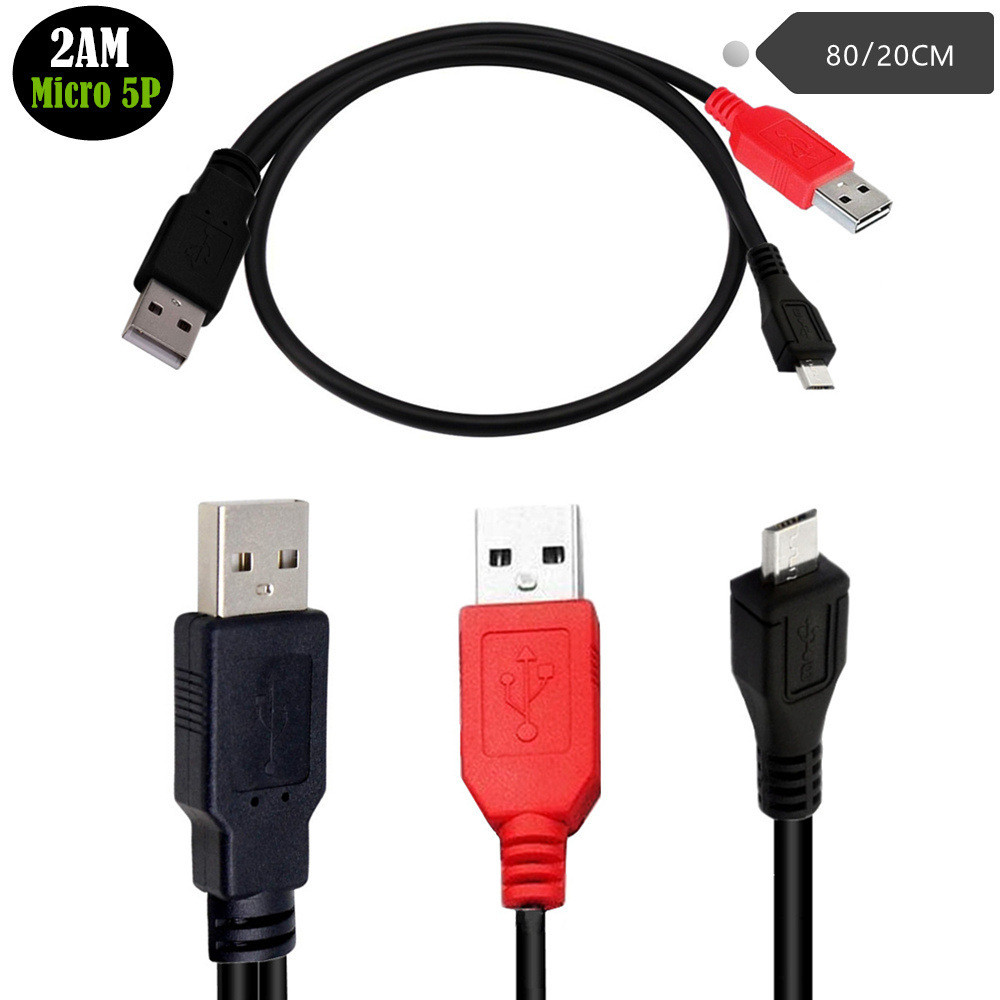 One Point Two USB2.0 Micro Mobile Hard Disk Cable Data Cable Three-End Hard Disk Cable 2AM/Micro 5P
