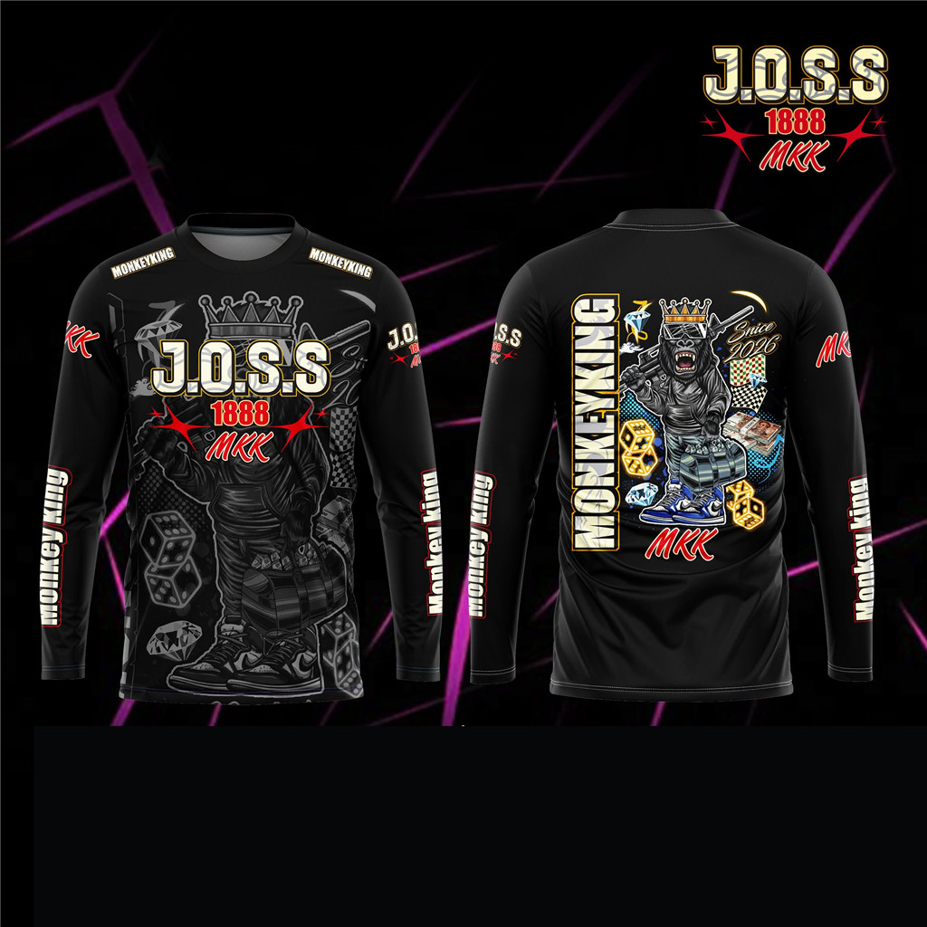 เสื้อแขนยาวผ้าพีอี (โพลีเอสเตอร์) ลาย J.O.S.S 1888 x Monkey King สไตล์สตรีท/ฮิปฮอป ✨ขายดี!