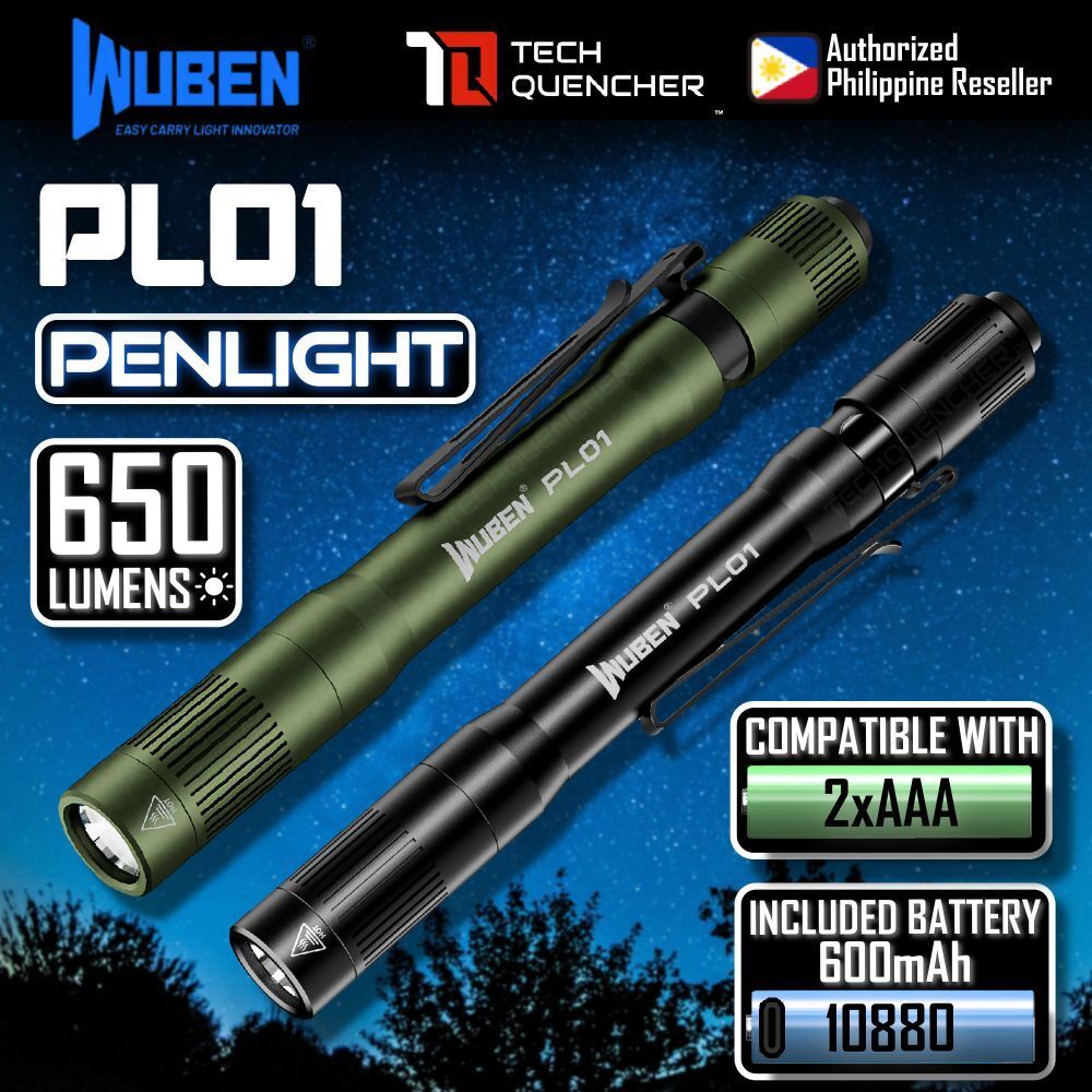 Wuben PL01 Penlight - ไฟฉาย - 650 Lumens - USB-C ชาร์จใหม่ได้ 10880 แบตเตอรี่หรือ AAA - 45g - IP68