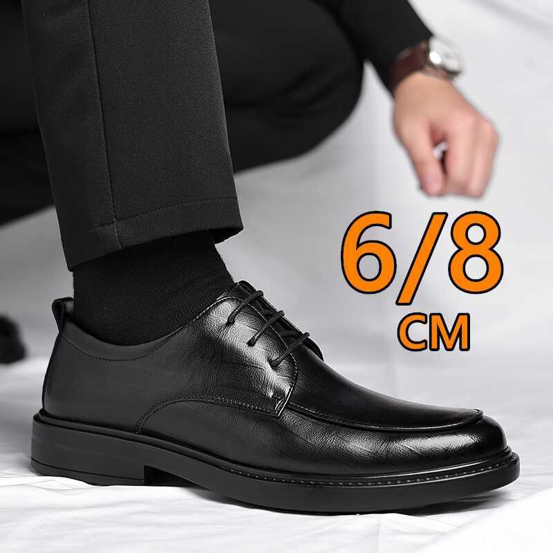 Shoes Men Leather Shoes Height Increasing Shoes For Man Increase Insole 6-8Cm Invisible Heightening
