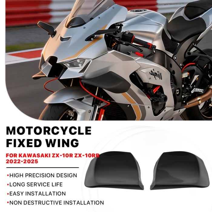 Motorcycle Front Wings Winglet Spoiler for Kawasaki ZX-10R ZX10R ZX 10R 2022-2025 Retrofit Cowling