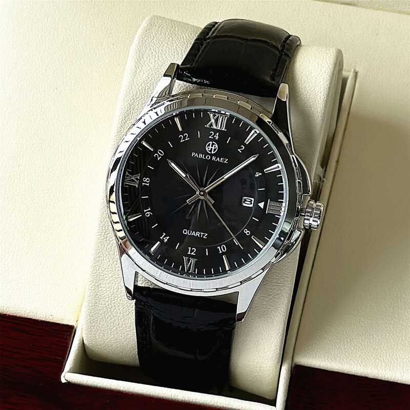 PABLO RAEZ Brand Fashion Quartz นาฬิกาผู้ชาย นาฬิกา Simple watch Belt นาฬิกาผู้ชายราคาถูก